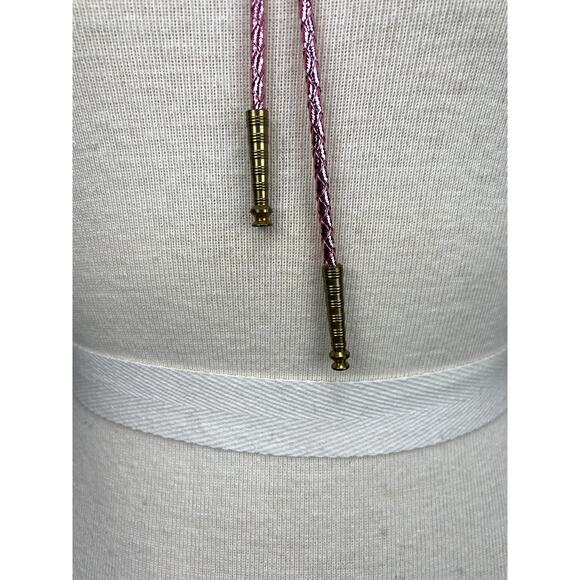 VTG 80s NIB Southwest Bolo Tie Pink Leather Cord Ceramic Slide Feathers Beads - Picture 4 of 4